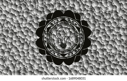 idea icon inside dark emblem with bubbles background. Vector Illustration. Detailed.