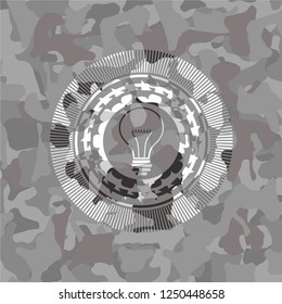 idea icon inside grey camo texture