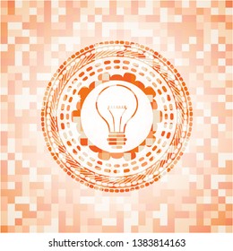 idea icon inside orange mosaic emblem with background