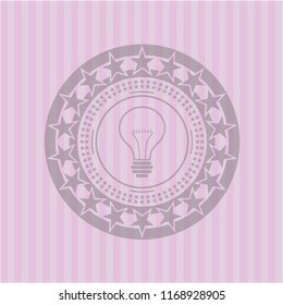 idea icon inside pink emblem. Vintage.