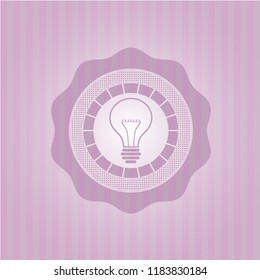 idea icon inside pink emblem. Retro
