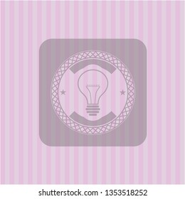 idea icon inside pink emblem. Retro