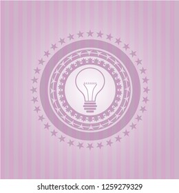 idea icon inside realistic pink emblem