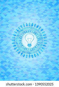 idea icon inside realistic sky blue mosaic emblem