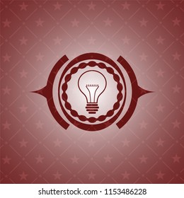idea icon inside red emblem. Retro