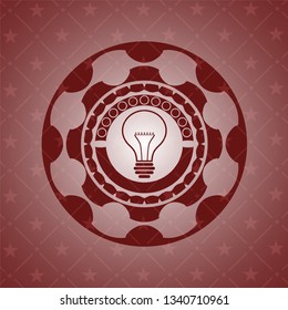 idea icon inside retro style red emblem