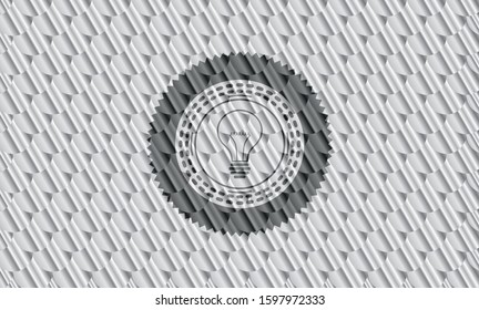 idea icon inside silver color emblem. Scales pattern. Vector Illustration. Detailed.