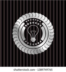idea icon inside silvery emblem or badge