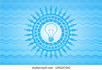 idea icon inside water concept badge background.