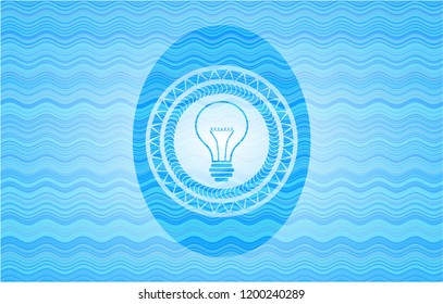 idea icon inside water wave representation style emblem.