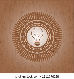 idea icon inside wood emblem. Vintage.