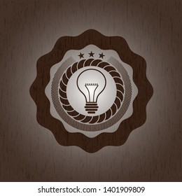 idea icon inside wood emblem. Vintage.