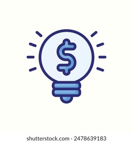 icono de idea, icono azul aislado