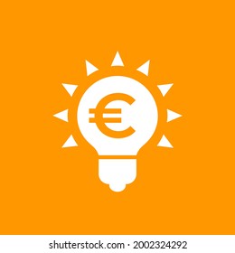 Idea icon with light bulb and euro