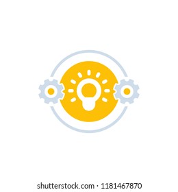 idea icon with light bulb and gears