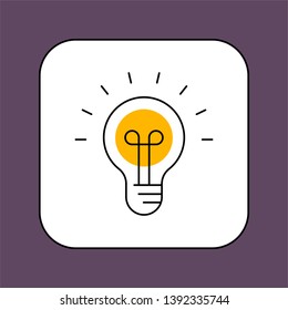 Idea icon, light bulb linear pictogram, symbol of solution and creativity