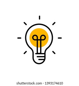 Idea icon, light bulb linear pictogram, symbol of solution and creativity