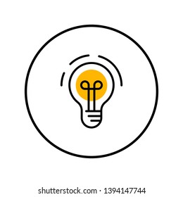 Idea icon, light bulb linear pictogram, symbol of solution and creativity