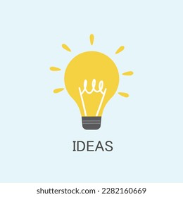 idea icon, a light bulb is lit and the inscription idea