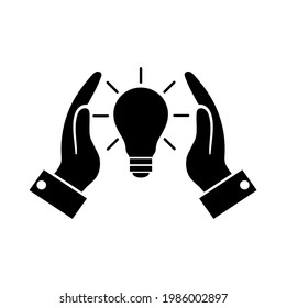Idea icon, light bulb logo isolated on white background