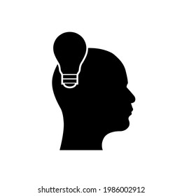 Idea icon, light bulb logo isolated on white background