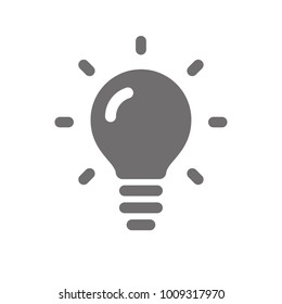 Idea icon, light bulb with rays, vector simple trendy icon