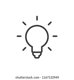 Idea icon, light bulb shining pictogram