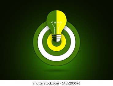 Idea icon. Light bulb target icon. Symbol of creativity, decision or thinking. Vector illustration for your stylish design.