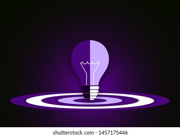 Idea icon. Light bulb target icon. Symbol of creativity, decision or thinking. Vector illustration for your stylish design.