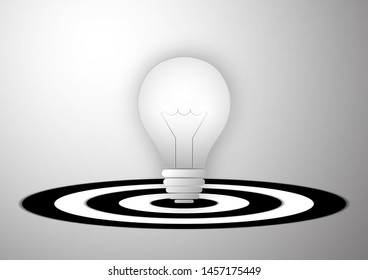 Idea icon. Light bulb target icon. Symbol of creativity, decision or thinking. Vector illustration for your stylish design.