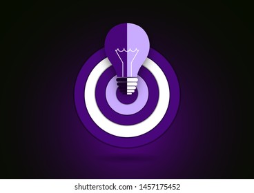 Idea icon. Light bulb target icon. Symbol of creativity, decision or thinking. Vector illustration for your stylish design.