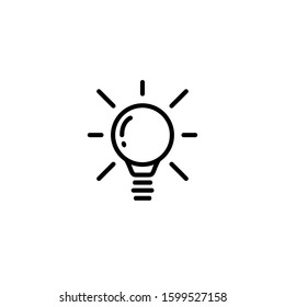 Idea Icon. A light bulb. Vector on a white background. decision, thinking concept. Lighting Lamp electric. Modern flat style for graphic design, website, user interface.