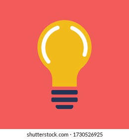 Idea icon, light bulb vector illustration. Electric lamp pictogram. Symbol of creativity and invention.