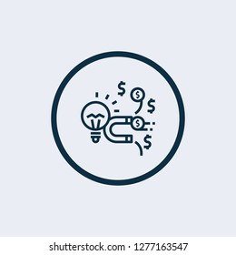 Idea icon. Light lamp bulb with cogwheel gear symbols. Flat icon on white background. Vector - Vector