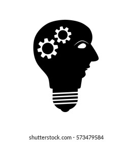 Idea icon. Light lamp white background. Vector