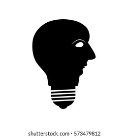 Idea icon. Light lamp white background. Vector
