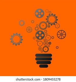 Idea icon. Lightbulb icon. Lightbulb gears idea