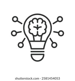 Idea, icon in line design. Idea, concept, creativity, inspiration, thought, innovation, brain on white background vector. Idea editable stroke icon