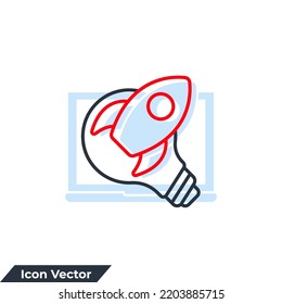 idea icon logo vector illustration. rocket on light bulb symbol template for graphic and web design collection