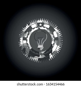 idea icon on grey camo pattern