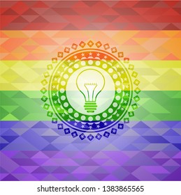 idea icon on mosaic background with the colors of the LGBT flag