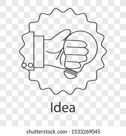 Idea icon on transparency background. Creative idea design for your project. Line vector illustration for presentation, brochure,  template, mobile app.