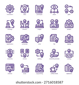 Ideensymbolpaket für Ihre Website, Ihr Handy, Ihre Präsentation und Ihr Logo-Design. Idee Icon Linie Grundfarbe Design. Vektorgrafik-Illustration und bearbeitbarer Strich.