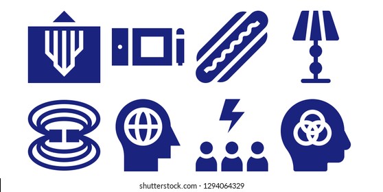  idea icon set. 8 filled idea icons. Simple modern icons about  - Magnetic field, Mind, Graphic tablet, Motivation, Hot dog, Intelligence, Lamp
