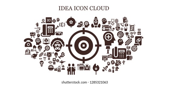  idea icon set. 93 filled idea icons. Simple modern icons about  - Target, Business, d, Mind, Rocket launch, Idea, Match, Matches, Hugging, Dove, Drawing, Hug, Psychology, Dart