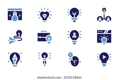 Idea icon set. Bold style. Duotone colors. idea, business idea, good idea.