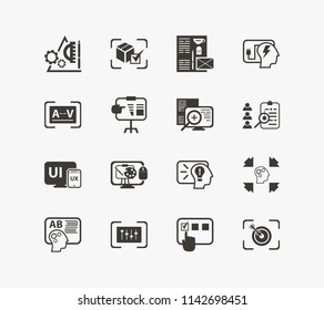 Idea icon set and branding with digital art, knowledge and bright idea. Information search related idea icon vector for web UI logo design.