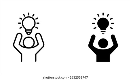 Idea icon set. Creative idea, brainstorming, solution, thinking and innovation icons. human with brain symbol vector illustration on white background 