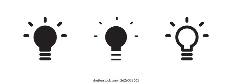 Idea icon set for creative thinking, business solutions, innovation process, and team brainstorming