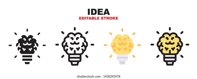 Idea icon set with different styles. Colored vector icons designed in filled, outline, flat, glyph and line colored. Editable stroke and pixel perfect. Can be used for web, mobile, ui and more.